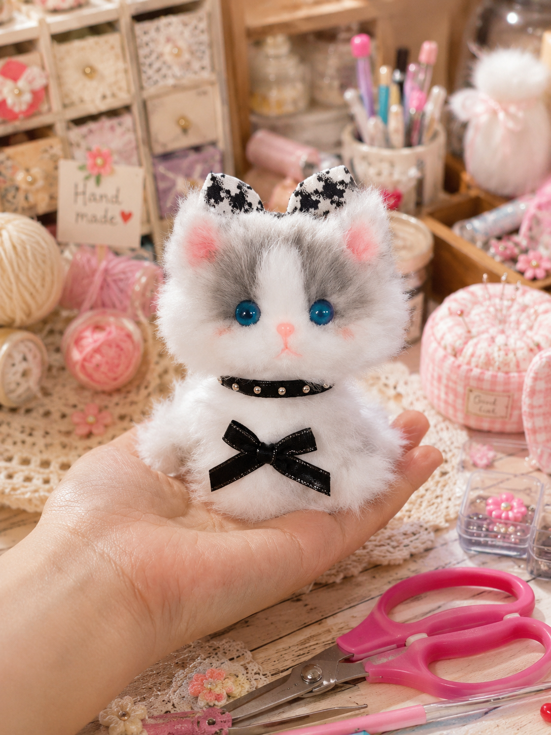Handmade Chenille Animal Doll Keychain – Cute Cat Dog Bunny Plush Bag Charm Gift