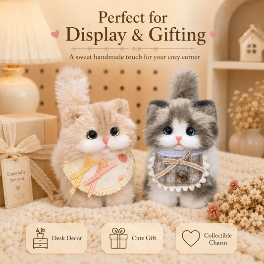Handmade Chenille Cat Doll – Cute Cat Lover Gift & Cozy Desk Decor