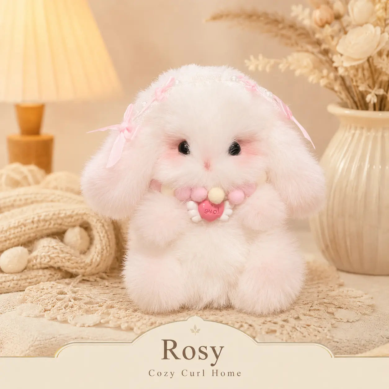 Handmade Chenille Bunny Figurine – Cute Fluffy Rabbit Decor, 3 Designs Available