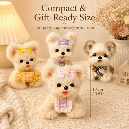 Handmade Chenille Puppy Figurine – Cute Fluffy Dog Ornament, 4 Designs Available