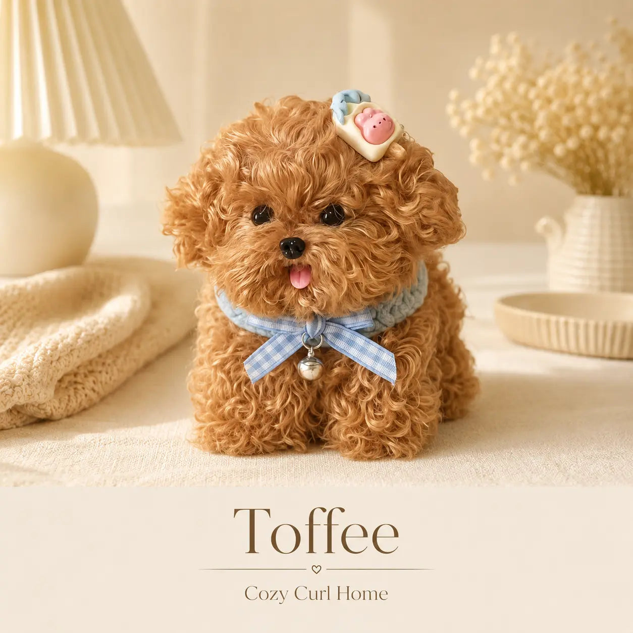 Handmade Chenille Puppy Figurine – Cute Fluffy Dog Decor, 4 Styles Available