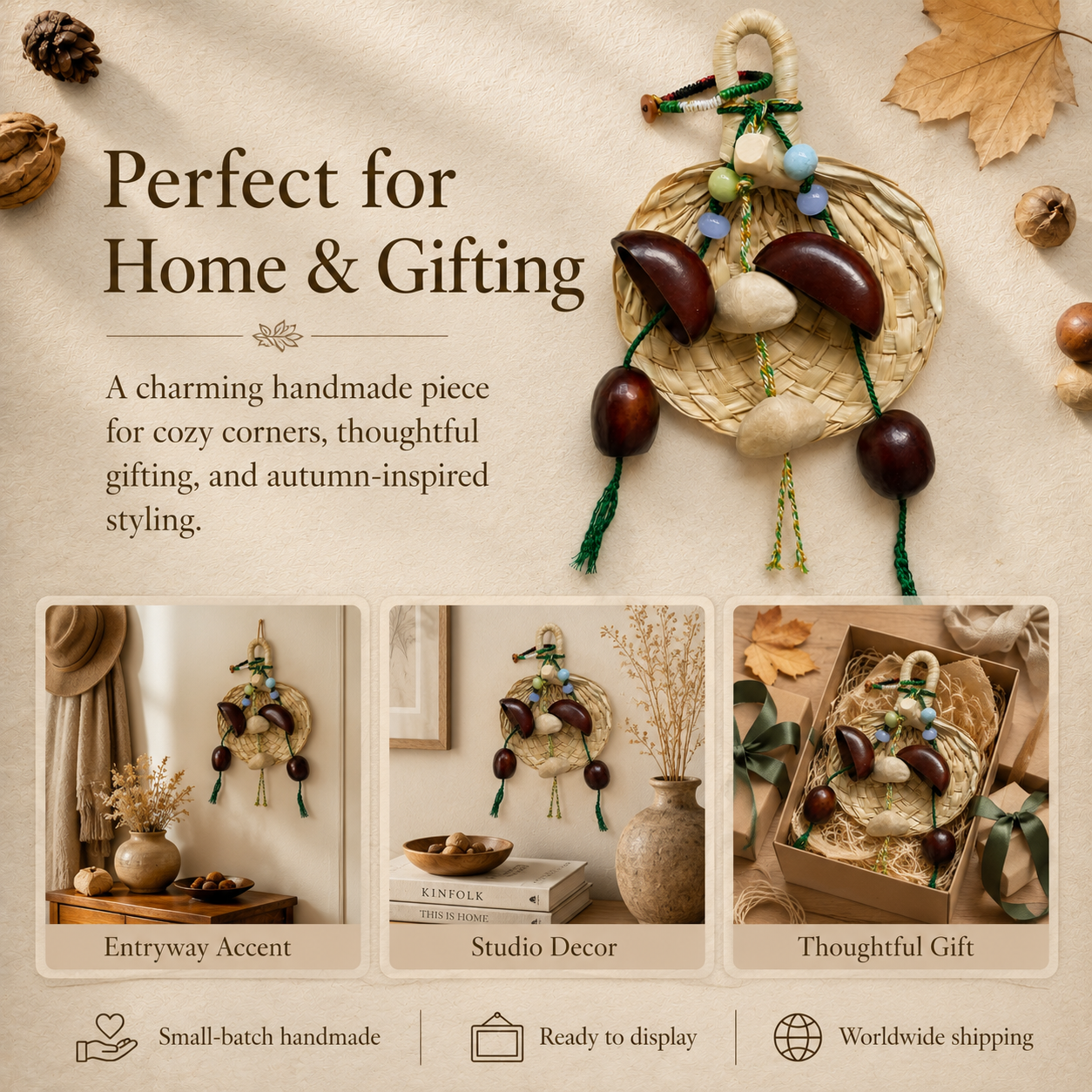 Autumn Pod Collection β Straw Wanderer Handmade Pod Wind Chime Charm