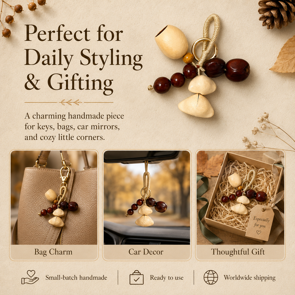 Autumn Pod Collection β Amber Echo Handmade Pod Wind Chime Charm