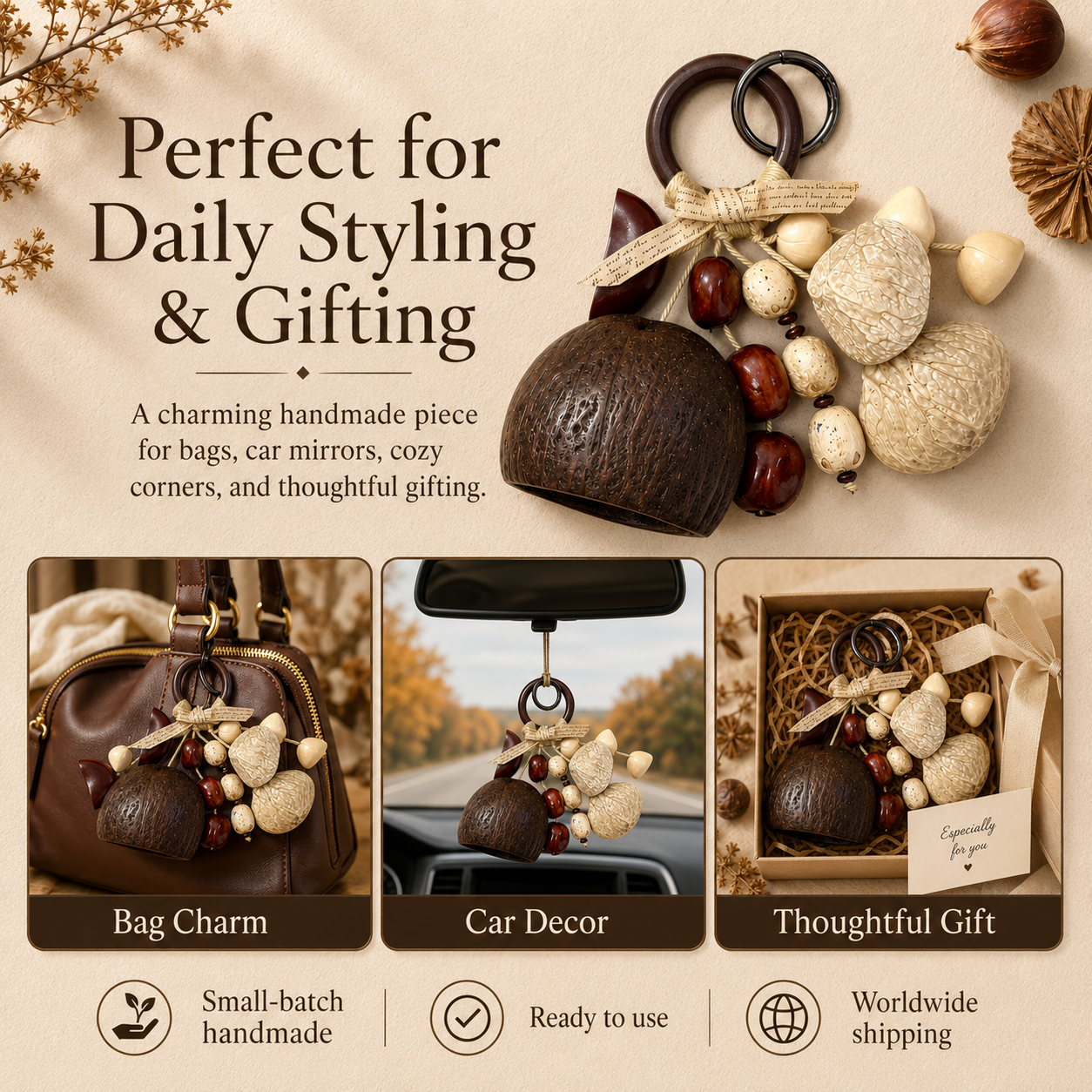 Autumn Pod Collection β Cocoa Nest Handmade Pod Wind Chime Charm
