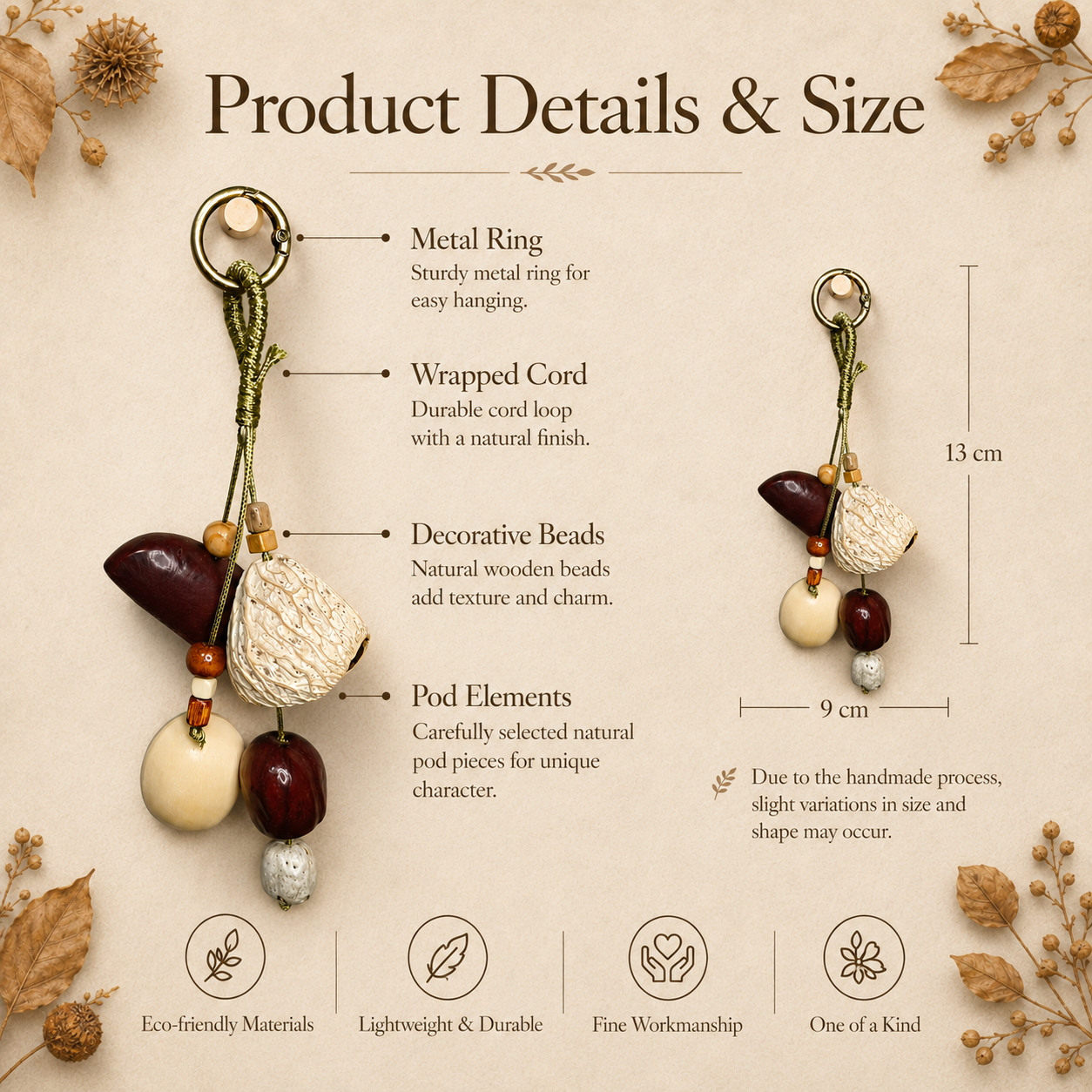 Autumn Pod Collection β Sunhusk Bell Handmade Pod Wind Chime Charm