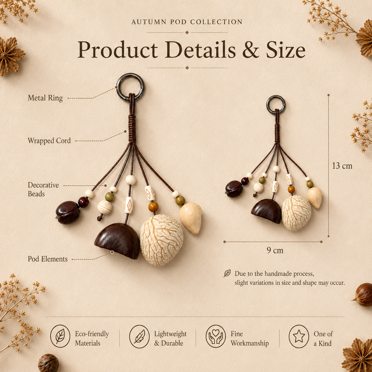 Autumn Pod Collection โ Forest Chime Handmade Pod Wind Chime Charm