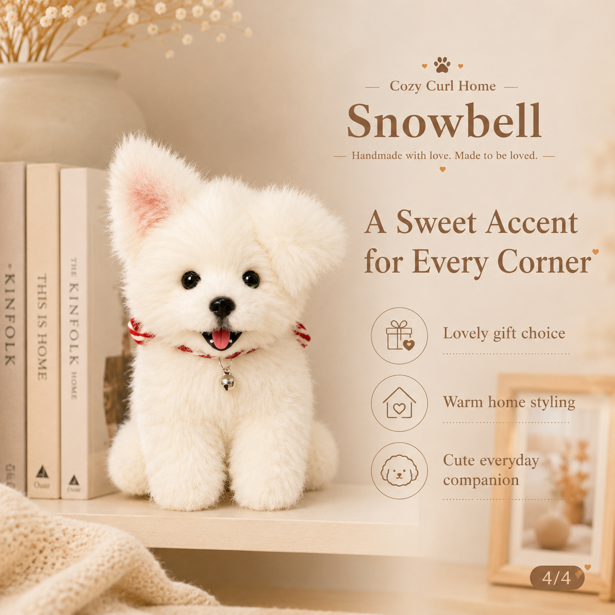 Cozy Curl Home β Snowbell Handmade Plush Puppy Doll