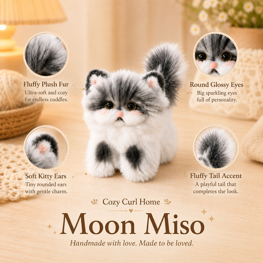 Cozy Curl Home – Moon Miso Handmade Fluffy Cat Plush