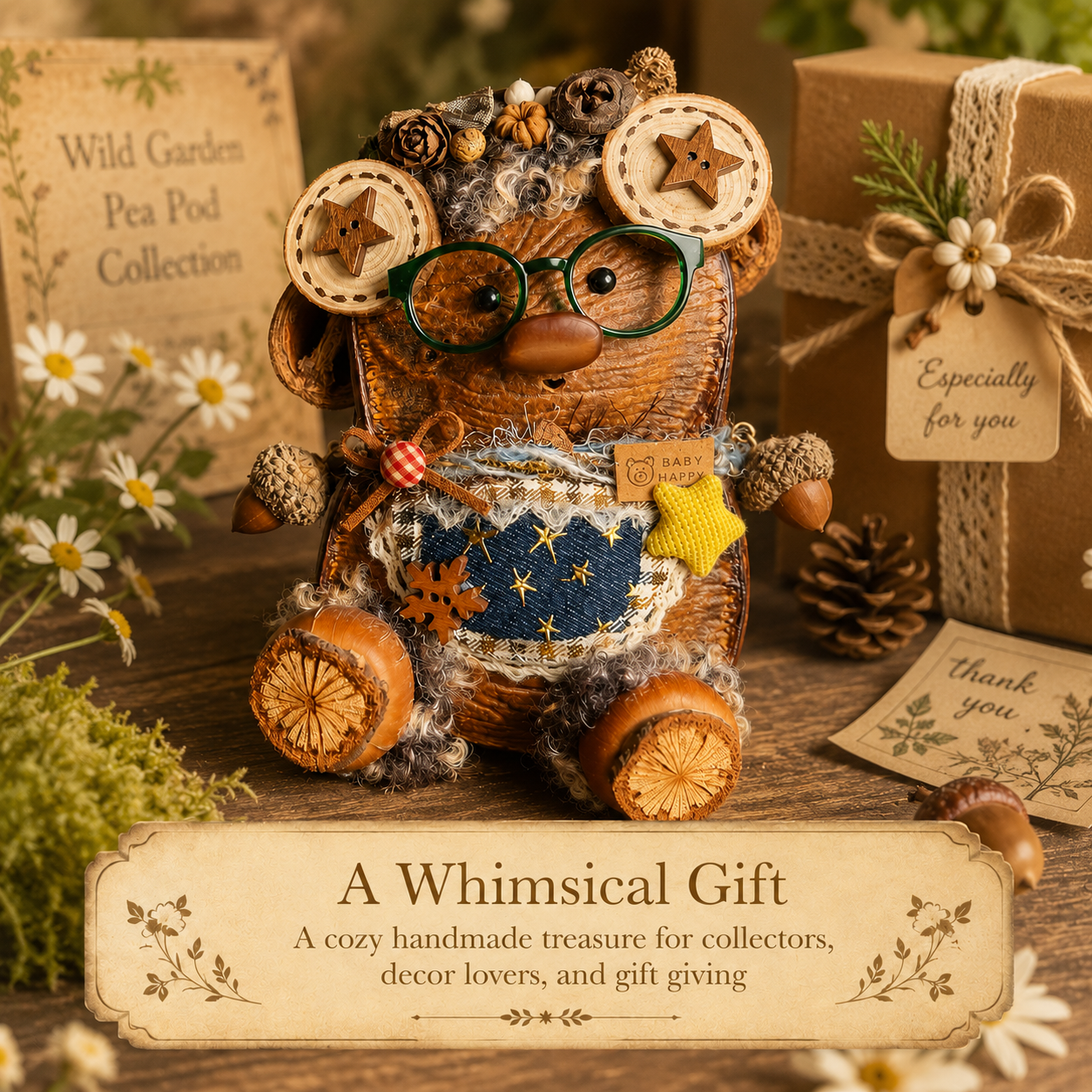 Wild Garden Pea Pod Collection – Pecan Whimsy Handmade Woodland Pod Charm