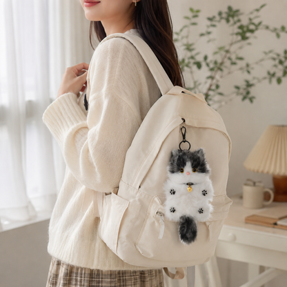 Handmade Chenille Cat Doll Keychain – Cute Plush Bag Charm Gift