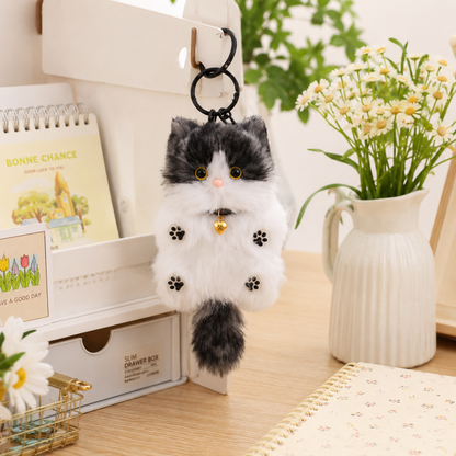 Handmade Chenille Cat Doll Keychain – Cute Plush Bag Charm Gift