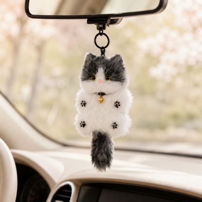 Handmade Chenille Cat Doll Keychain – Cute Plush Bag Charm Gift