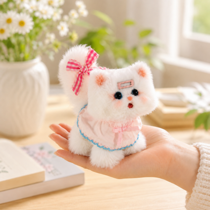 Handmade Chenille Cat Doll Keychain – Cute Plush Bag Charm Gift