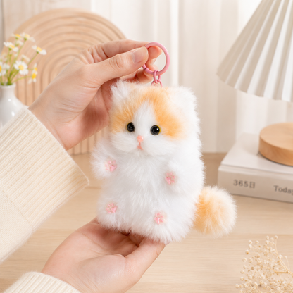 Handmade Chenille Cat Doll Keychain – Cute Plush Bag Charm Gift