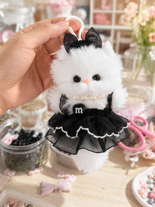 Handmade Chenille Cat Doll Keychain – Cute Plush Bag Charm Gift
