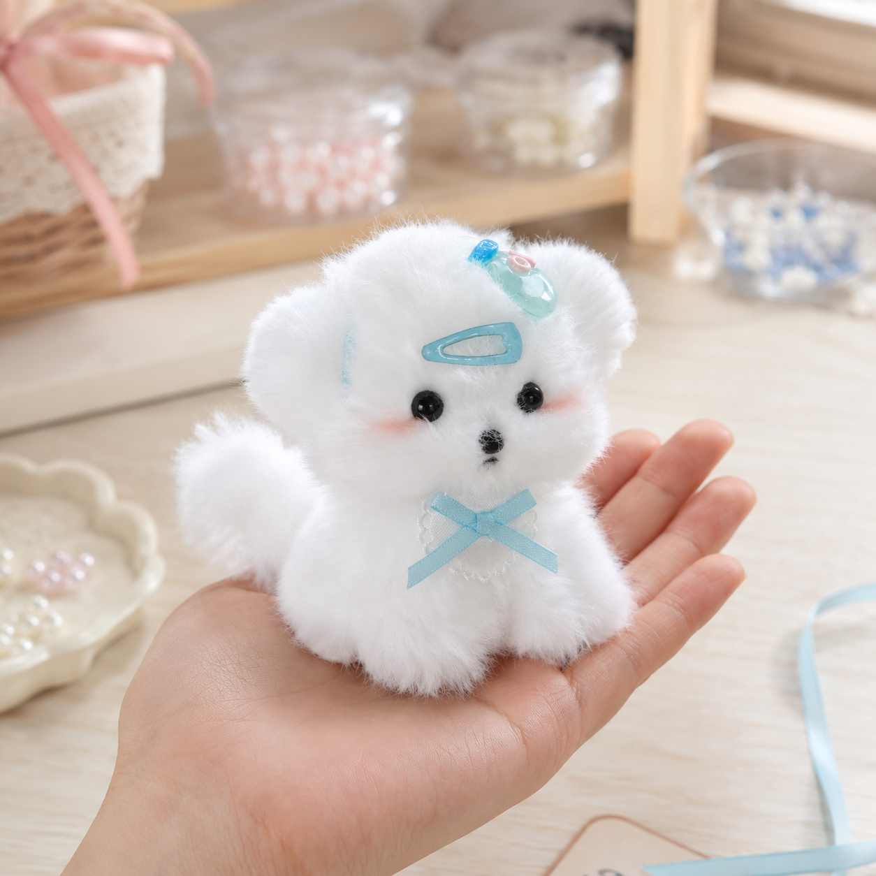 Handmade Chenille Dog Doll Keychain – Cute Plush Bag Charm Gift