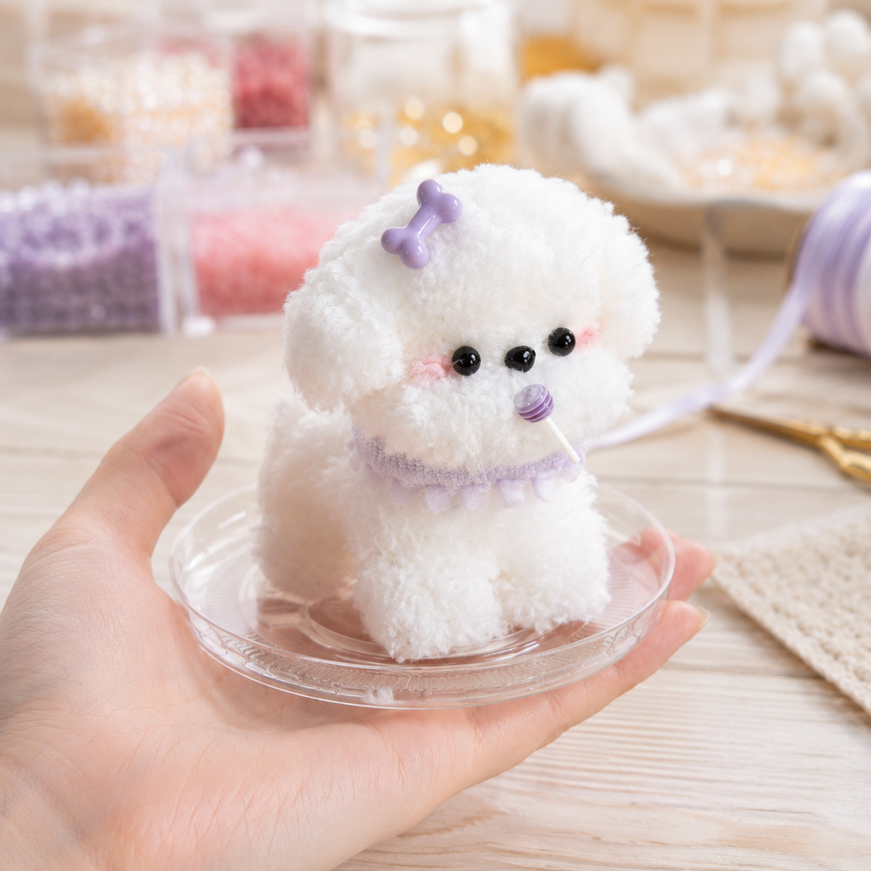 Handmade Chenille Dog Doll Keychain – Cute Plush Bag Charm Gift