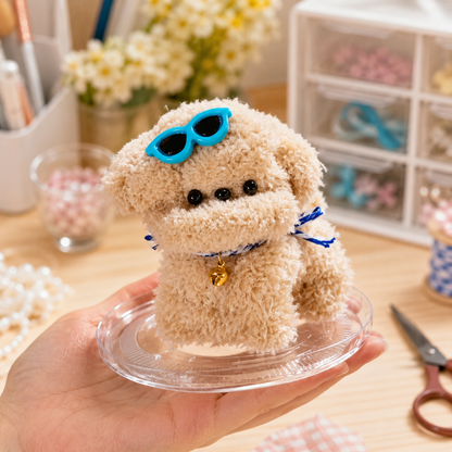 Handmade Chenille Dog Doll Keychain – Cute Plush Bag Charm Gift