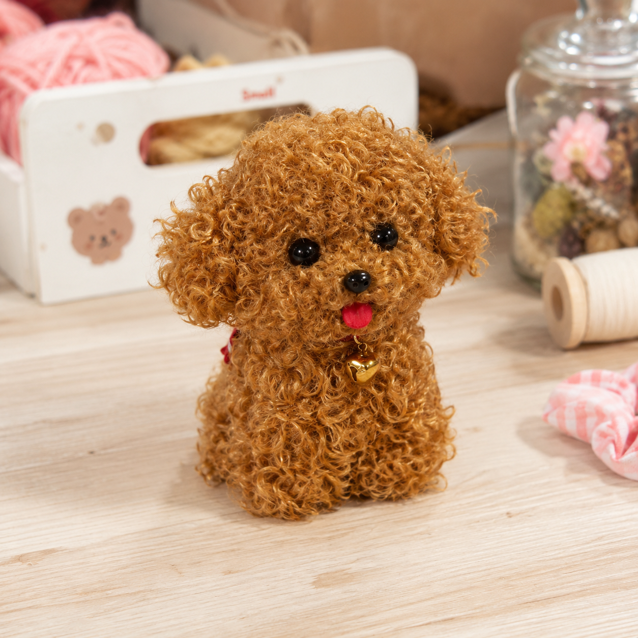 Handmade Chenille Dog Doll Keychain – Cute Plush Bag Charm Gift