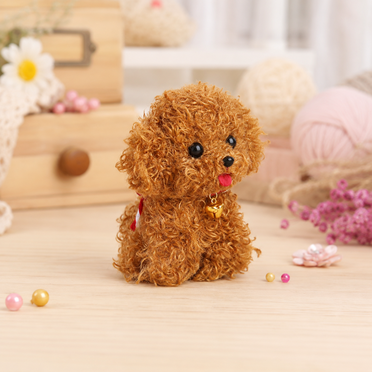 Handmade Chenille Dog Doll Keychain – Cute Plush Bag Charm Gift