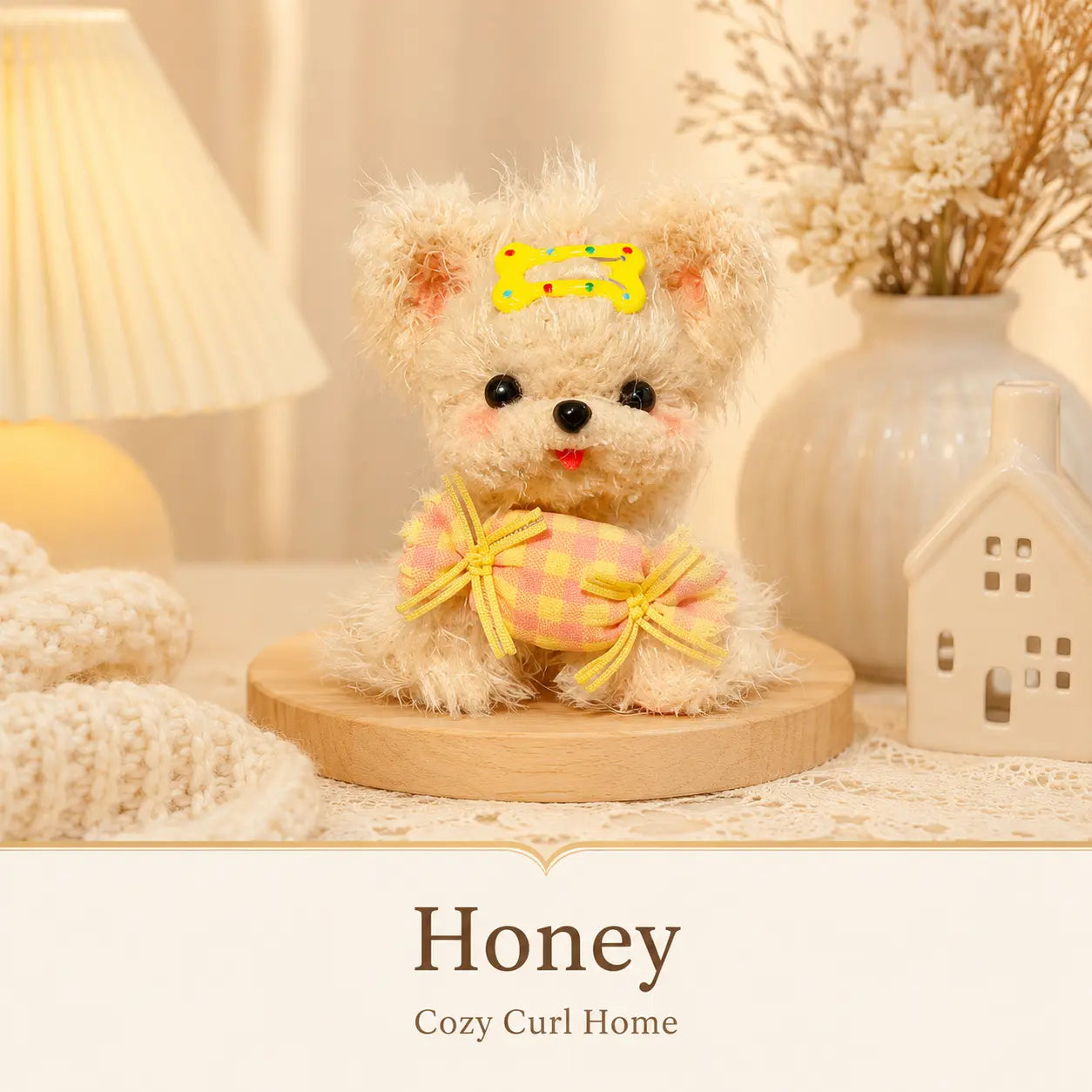 Handmade Chenille Puppy Figurine – Cute Fluffy Dog Ornament, 4 Designs Available