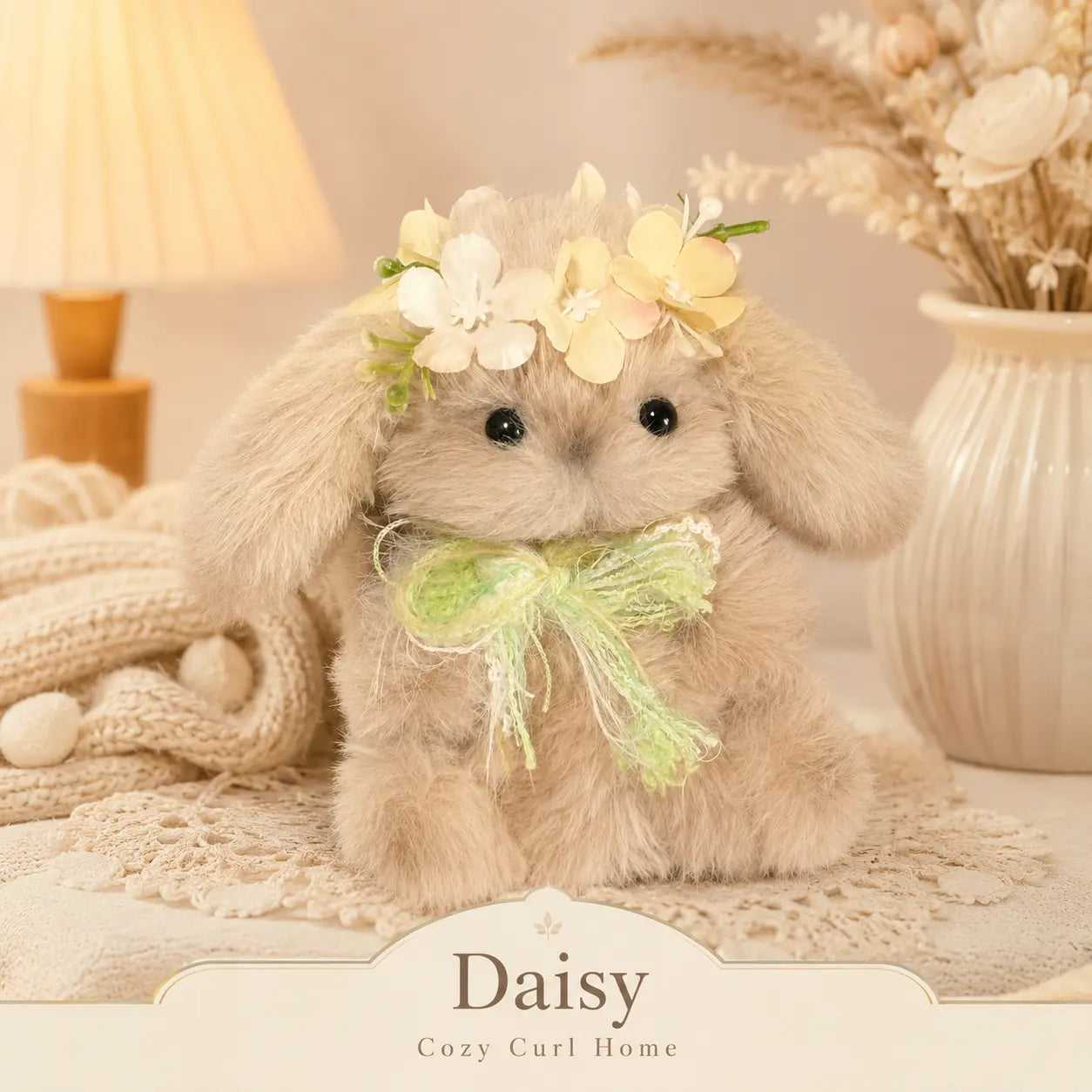Handmade Chenille Bunny Figurine – Cute Fluffy Rabbit Decor, 3 Designs Available