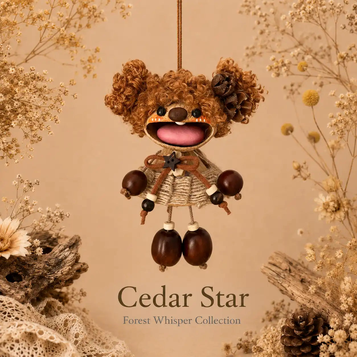 Forest Whisper Collection – Handmade Nutshell Wind Chime Doll Hanging Decor