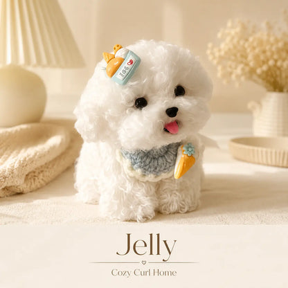 Handmade Chenille Puppy Figurine – Cute Fluffy Dog Decor, 4 Styles Available