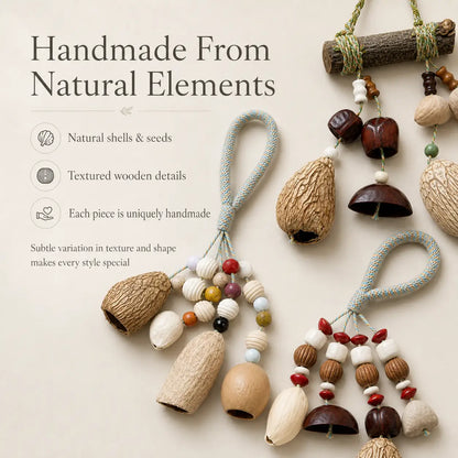 Valley Seed Line Natural Shell Wind Chime – Handmade Nature Inspired Hanging Ornament