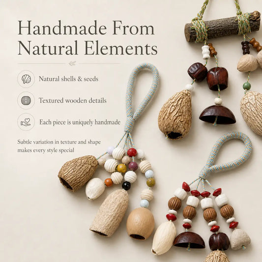 Valley Seed Line Natural Shell Wind Chime – Handmade Nature Inspired Hanging Ornament