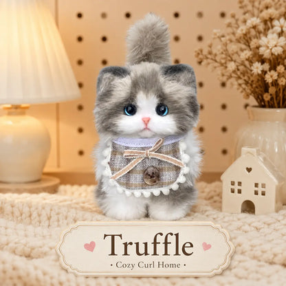 Handmade Chenille Cat Doll – Cute Cat Lover Gift & Cozy Desk Decor
