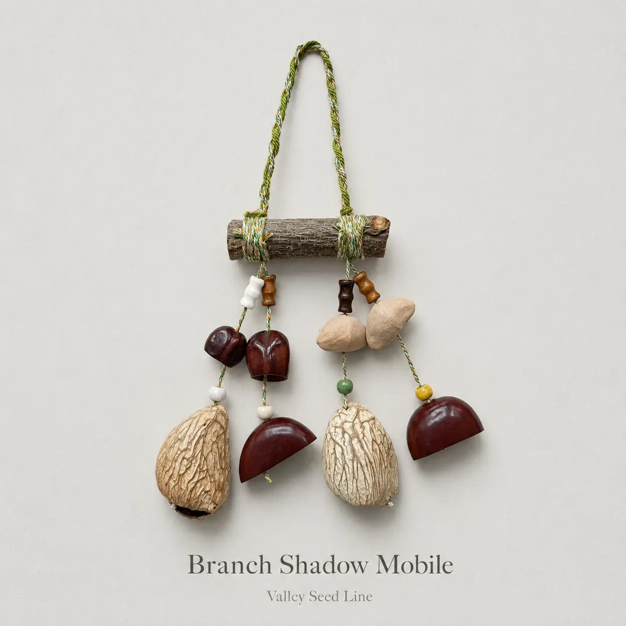 Valley Seed Line Natural Shell Wind Chime – Handmade Nature Inspired Hanging Ornament