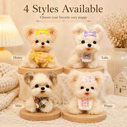 Handmade Chenille Puppy Figurine – Cute Fluffy Dog Ornament, 4 Designs Available