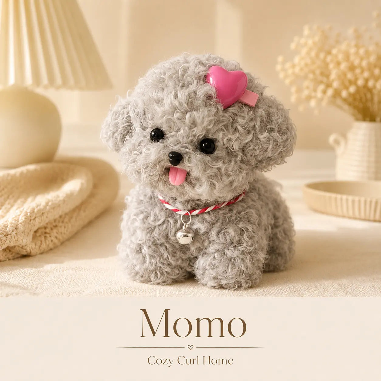 Handmade Chenille Puppy Figurine – Cute Fluffy Dog Decor, 4 Styles Available