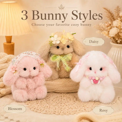 Handmade Chenille Bunny Figurine – Cute Fluffy Rabbit Decor, 3 Designs Available