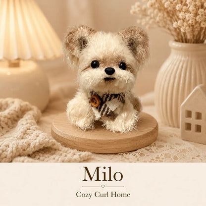 Handmade Chenille Puppy Figurine – Cute Fluffy Dog Ornament, 4 Designs Available