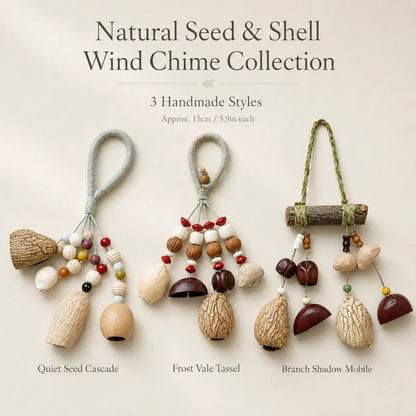 Valley Seed Line Natural Shell Wind Chime – Handmade Nature Inspired Hanging Ornament