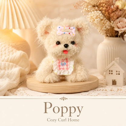 Handmade Chenille Puppy Figurine – Cute Fluffy Dog Ornament, 4 Designs Available