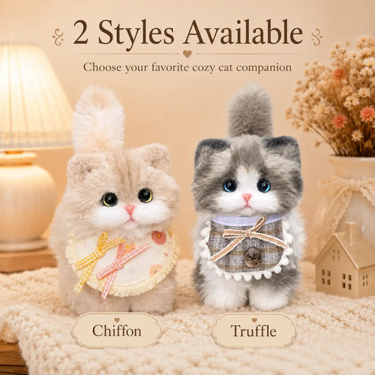Handmade Chenille Cat Doll – Cute Cat Lover Gift & Cozy Desk Decor