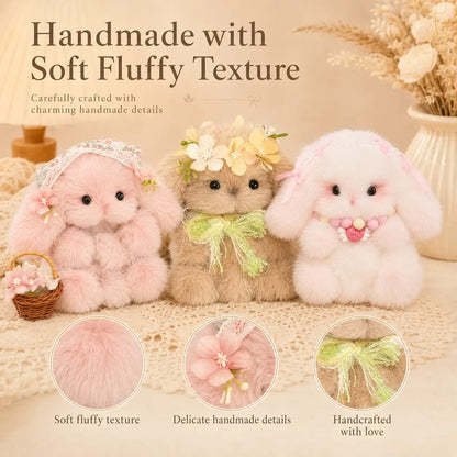 Handmade Chenille Bunny Figurine – Cute Fluffy Rabbit Decor, 3 Designs Available