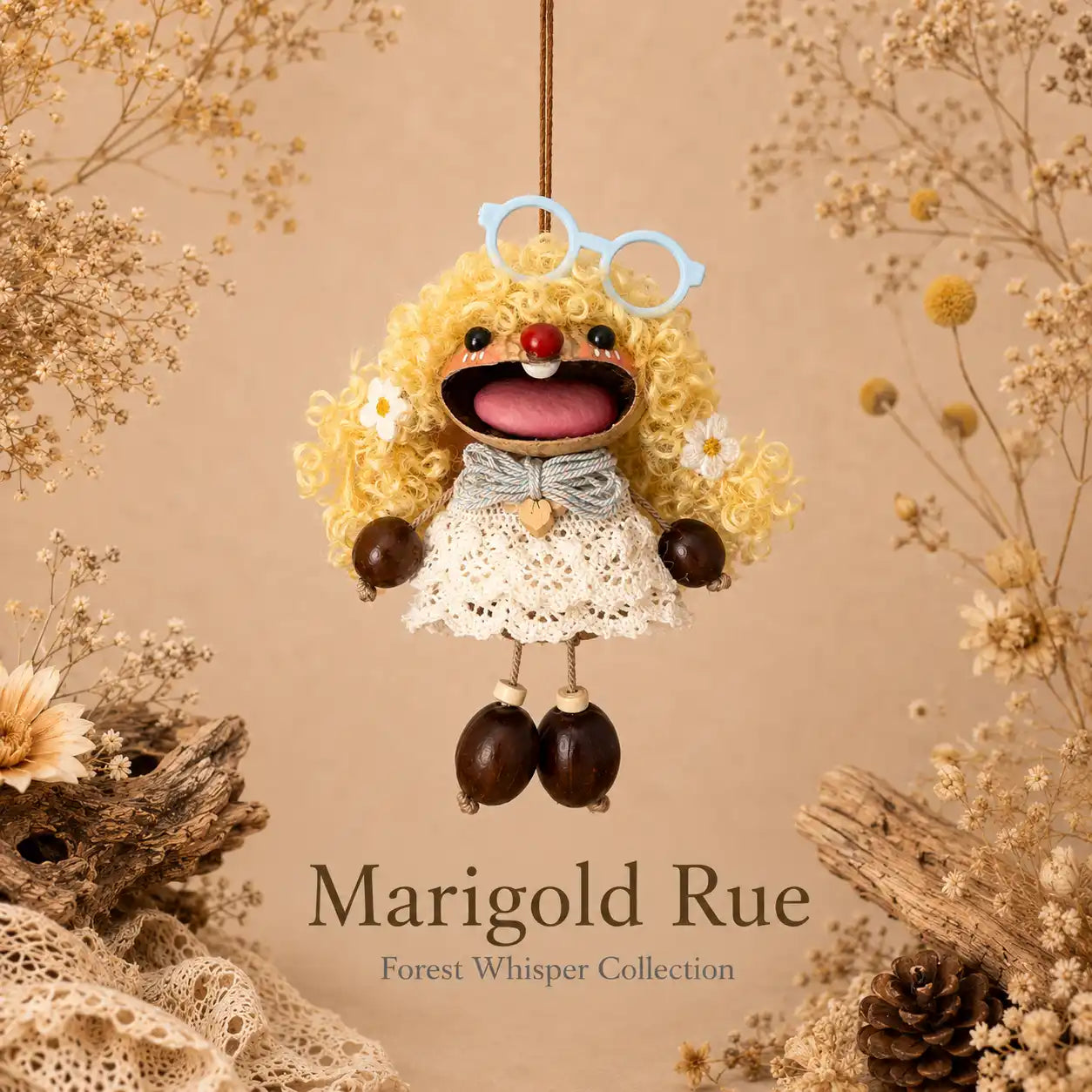 Forest Whisper Collection – Handmade Nutshell Wind Chime Doll Hanging Decor