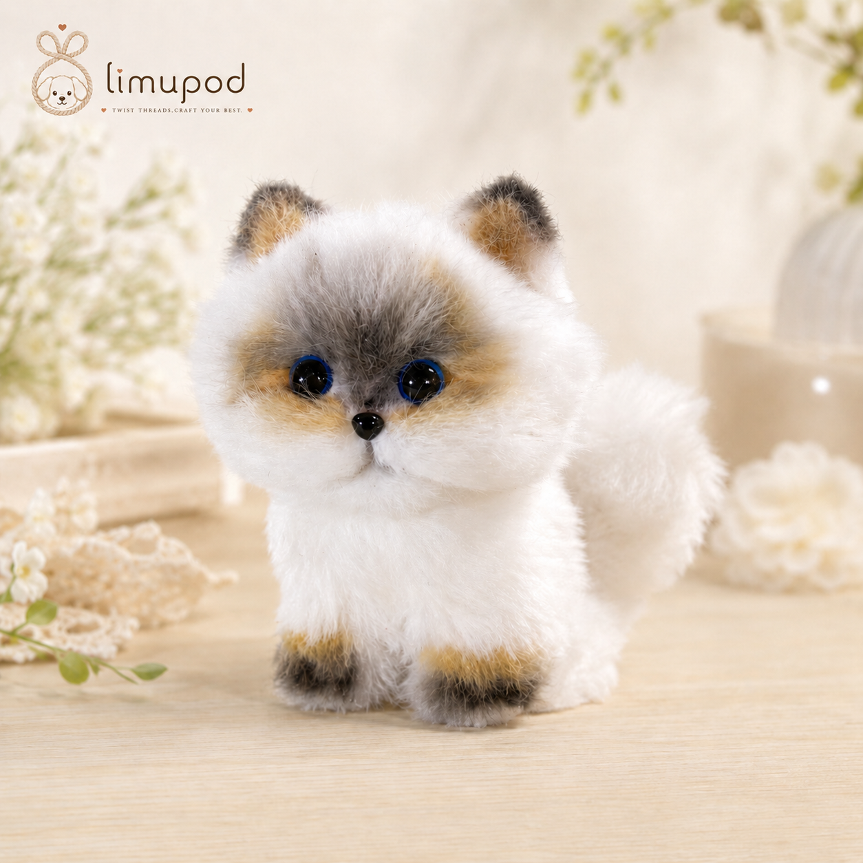 Handmade Fluffy Cat Plush – Soft 10cm Cute Kitten Doll Gift