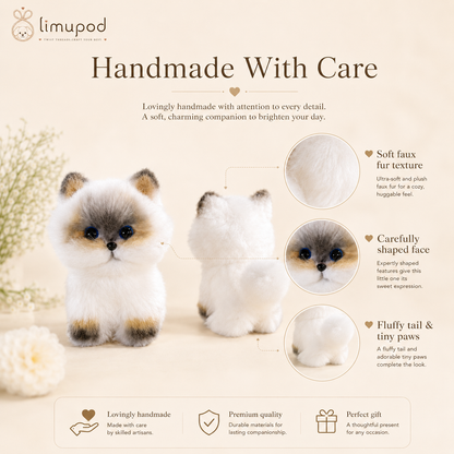 Handmade Fluffy Cat Plush – Soft 10cm Cute Kitten Doll Gift
