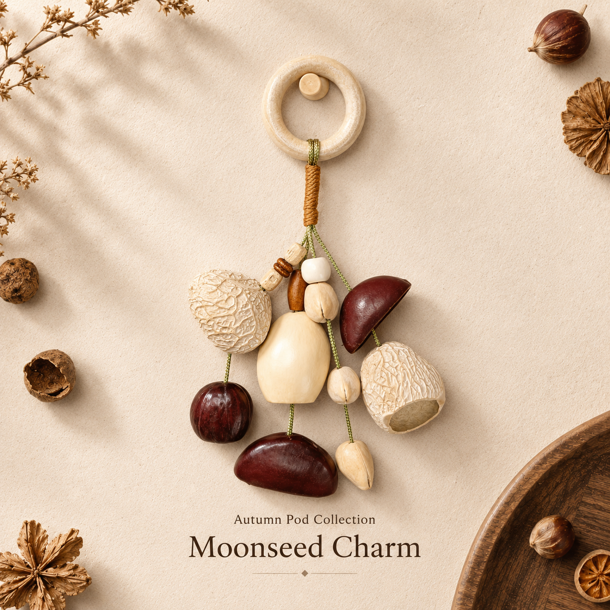 Autumn Pod Collection – Moonseed Charm Handmade Pod Keychain