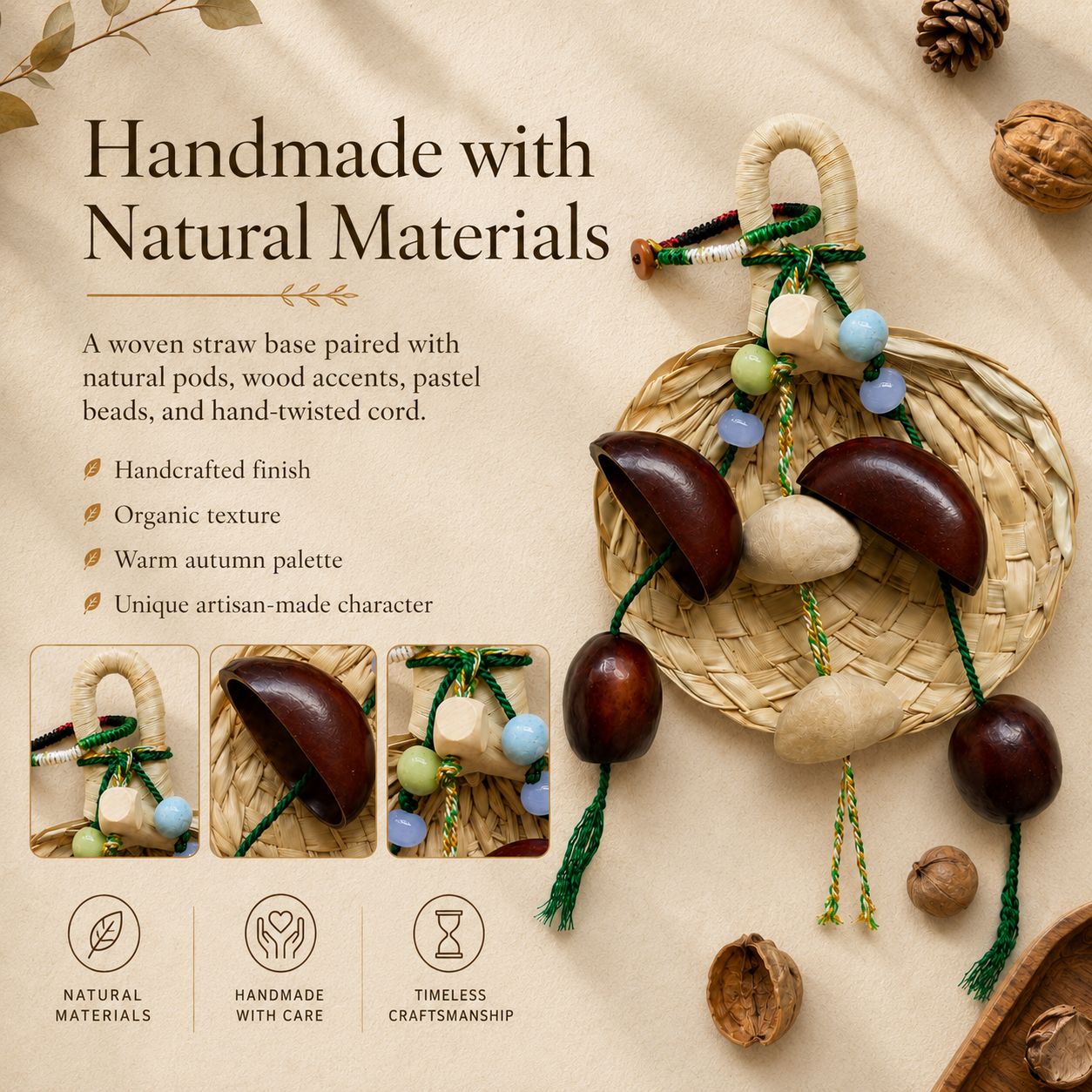 Autumn Pod Collection – Straw Wanderer Handmade Pod Wind Chime Charm