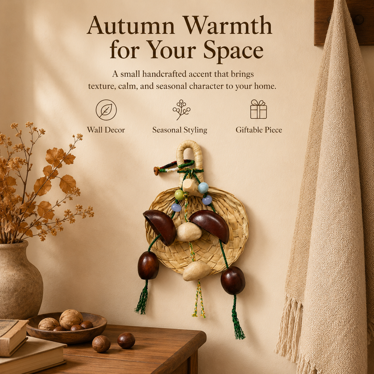 Autumn Pod Collection – Straw Wanderer Handmade Pod Wind Chime Charm