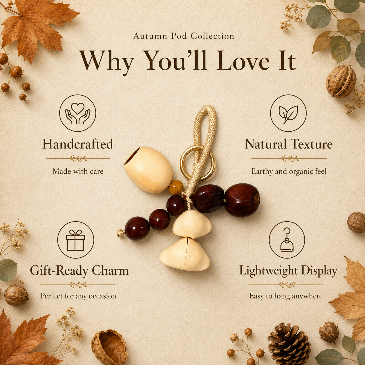 Autumn Pod Collection – Amber Echo Handmade Pod Wind Chime Charm