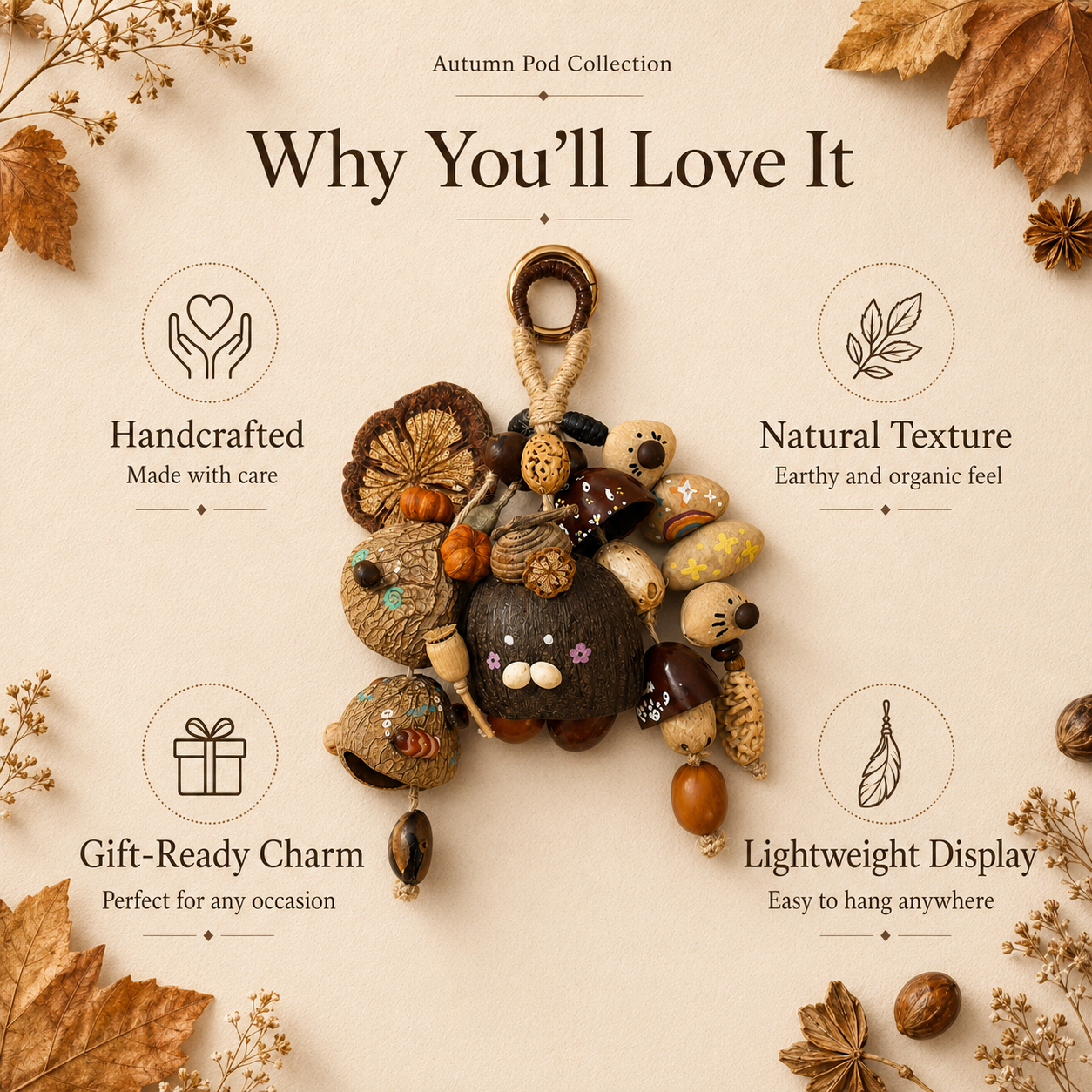 Autumn Pod Collection – Gilded Burrow Handmade Pod Wind Chime Charm