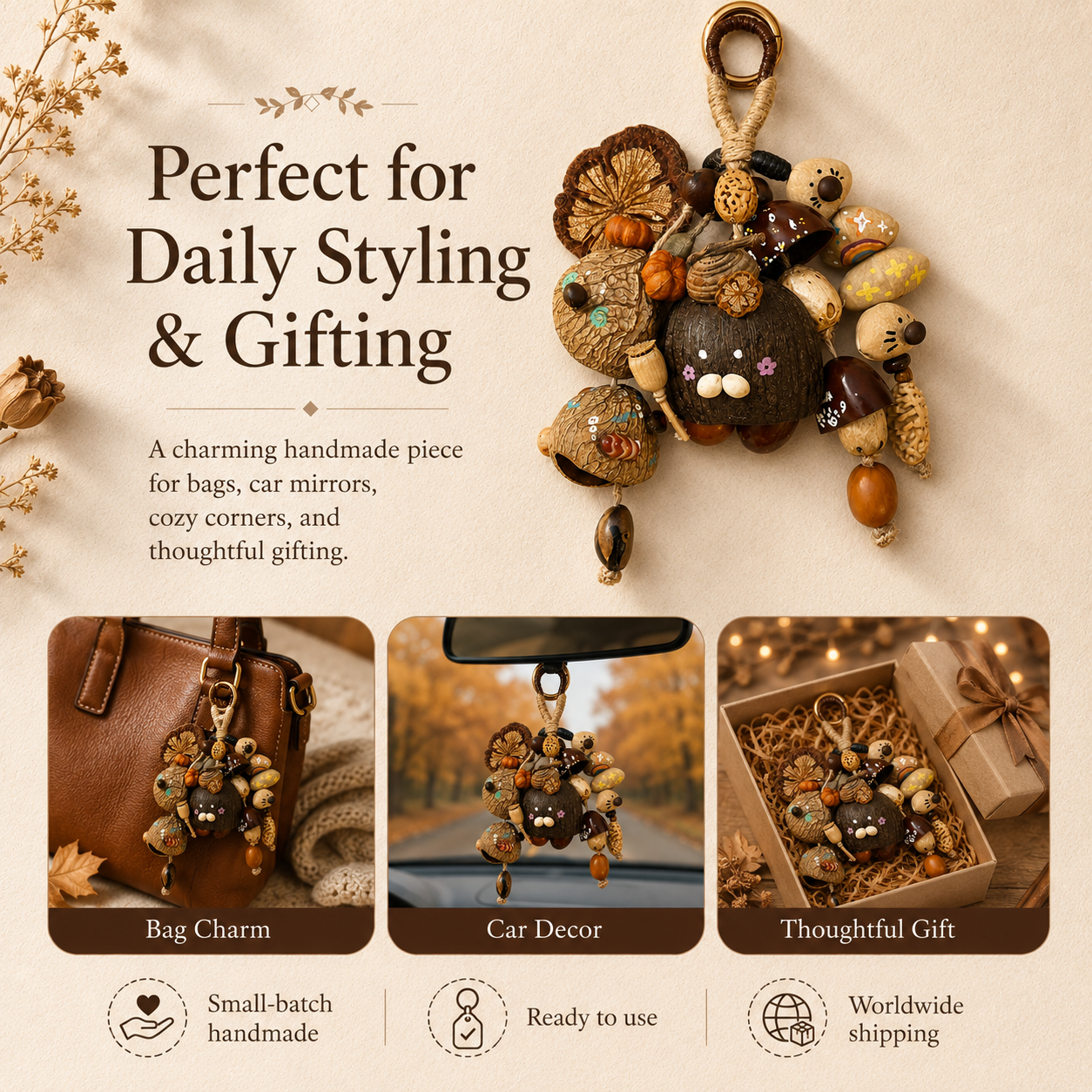 Autumn Pod Collection – Gilded Burrow Handmade Pod Wind Chime Charm