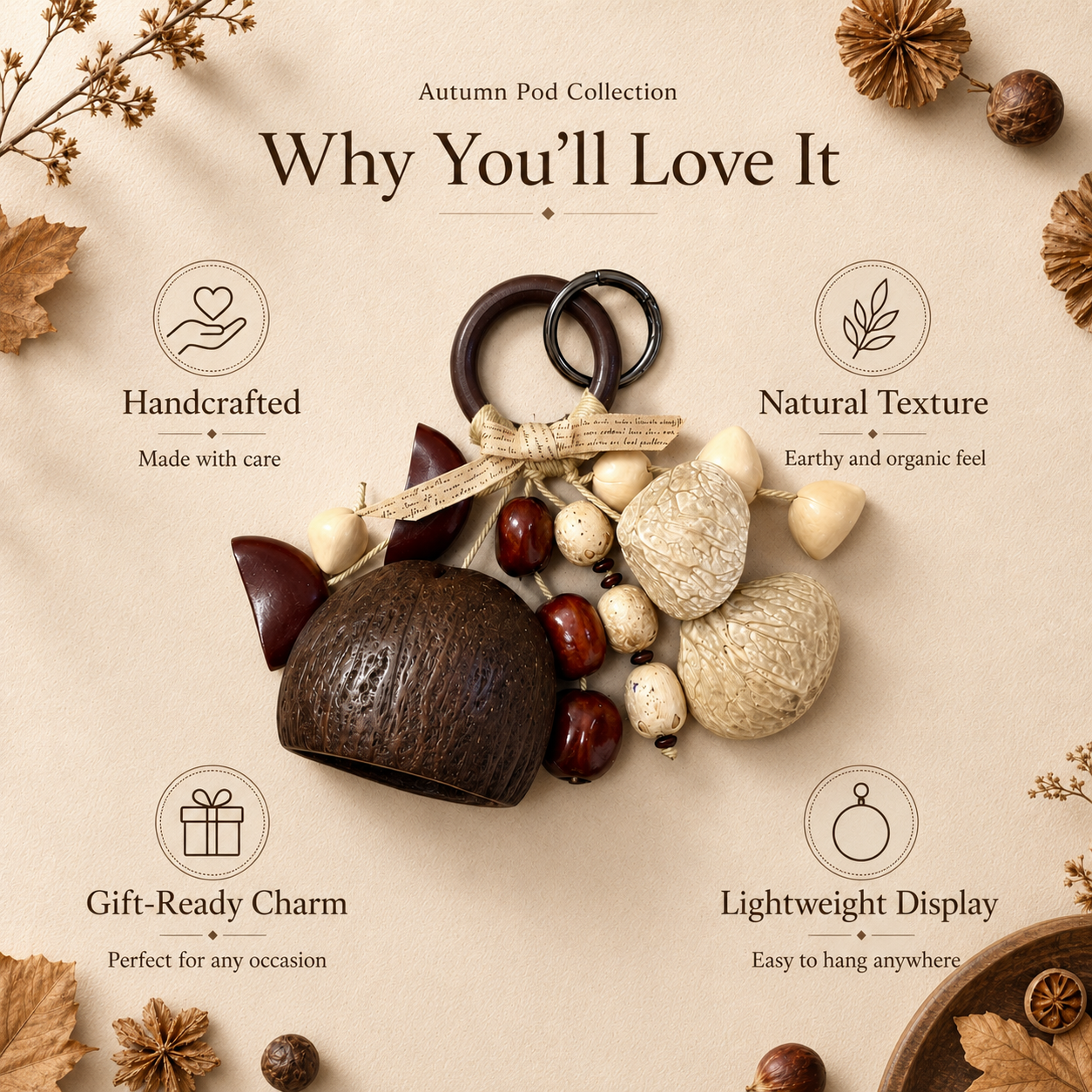 Autumn Pod Collection – Cocoa Nest Handmade Pod Wind Chime Charm